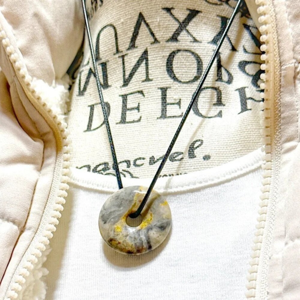 STATEMENT CHOKER NECKLACE BUMBLEBEE JASPER - Picture 2 of 2